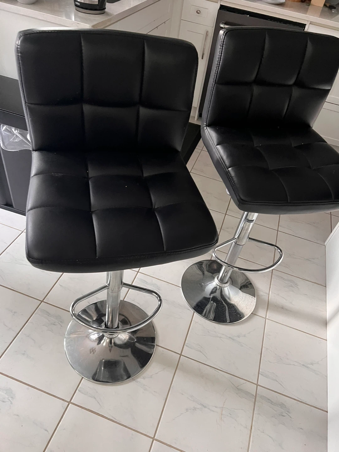 Black Faux Leather Bar Stools (Set of 2) $40 each