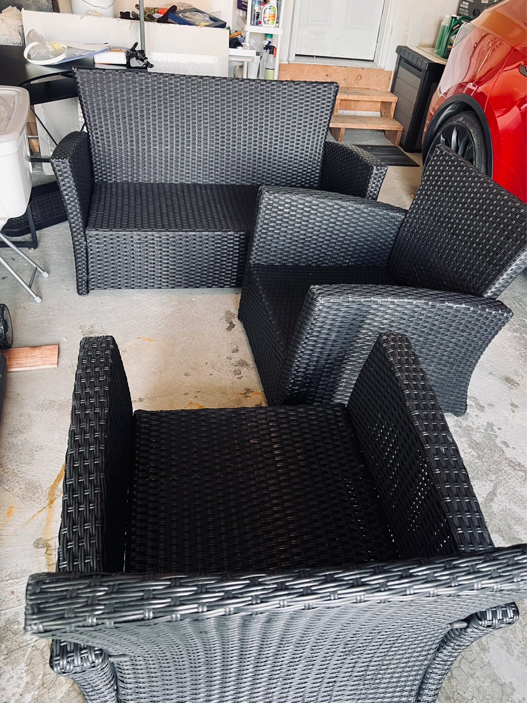 Black Wicker Outdoor Furniture Set