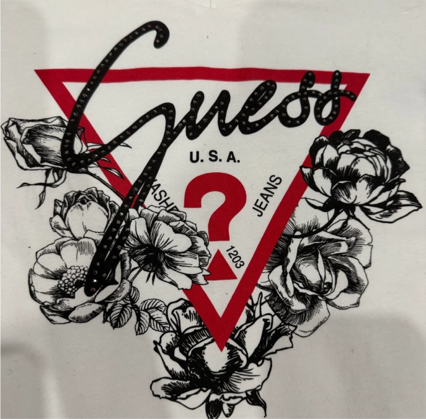White Guess T-Shirt with Floral Logo - photo 2
