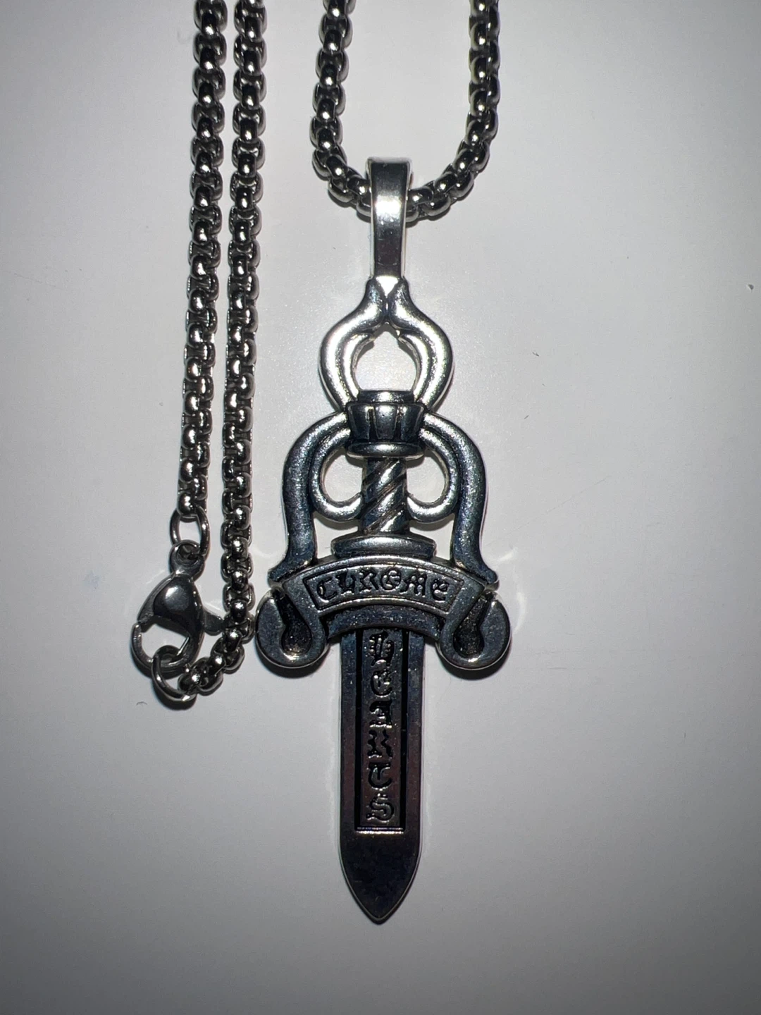 Chrome Hearts Dagger Pendant Necklace Silver