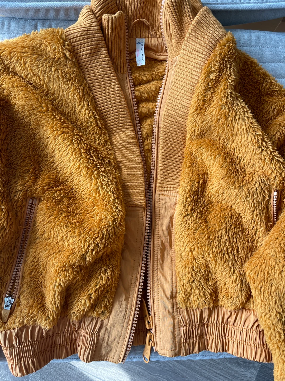 Golden Fuzzy Cropped Zip-Up Jacket - photo 2