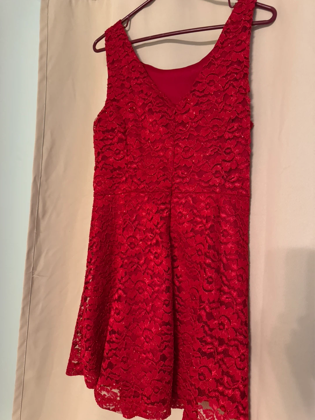 Lily Morgan  Glitter Red Lace Dress