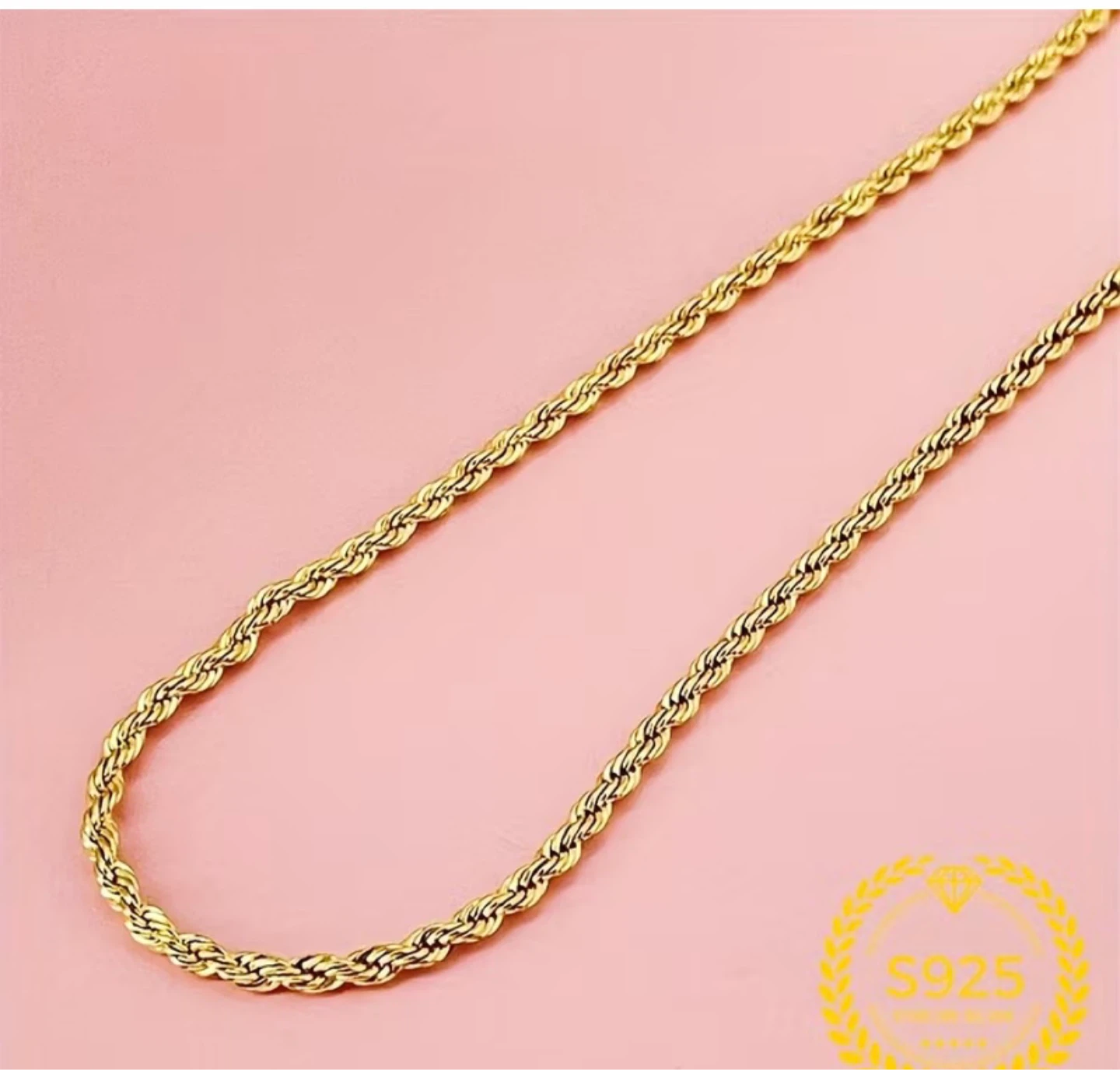 S925 Sterling Silver Rope Chain Necklace - photo 2