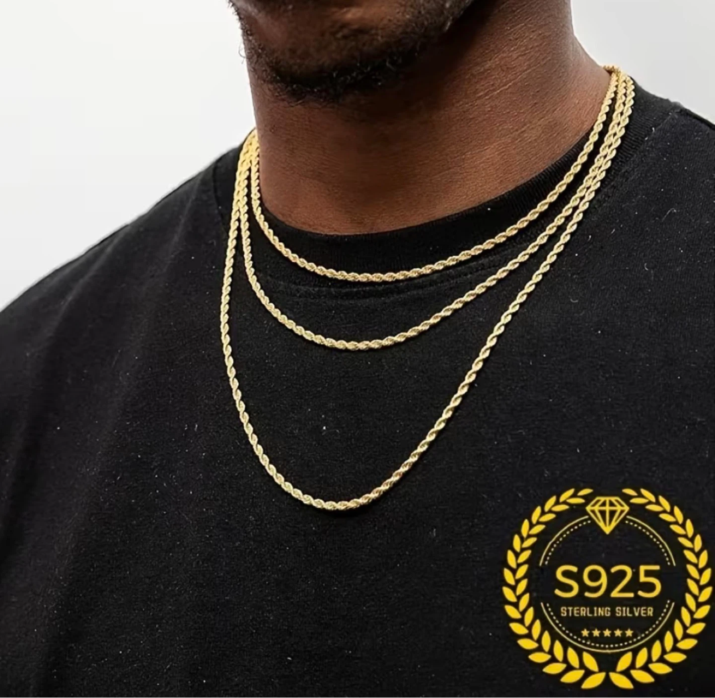 S925 Sterling Silver Rope Chain Necklace