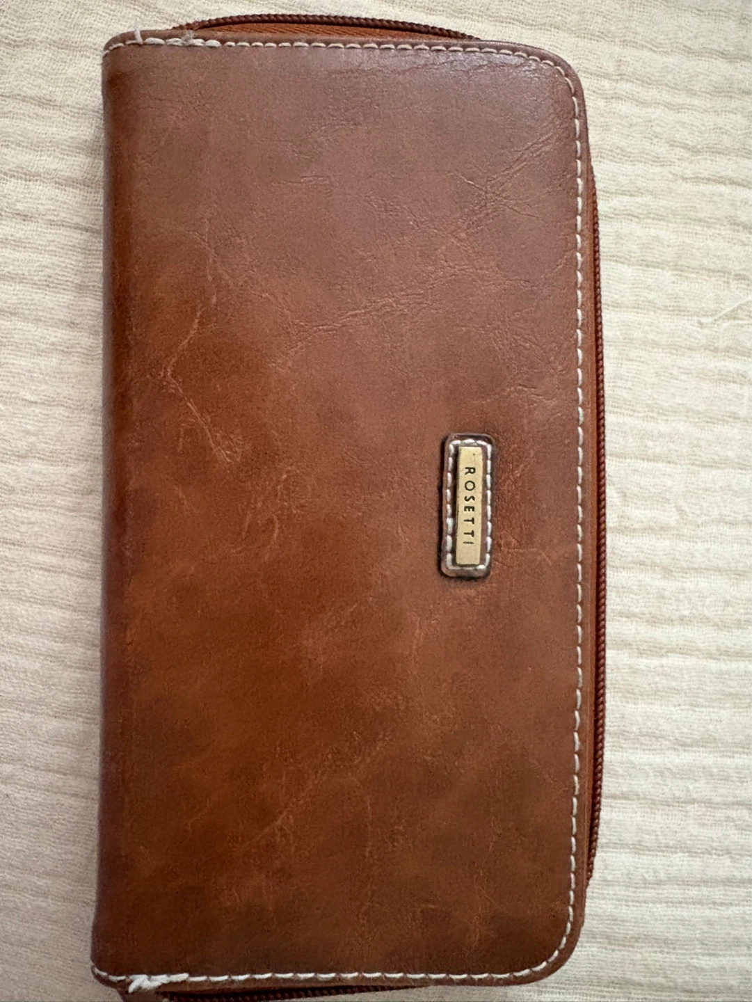 Rosetti Brown Faux Leather Zip Around Wallet