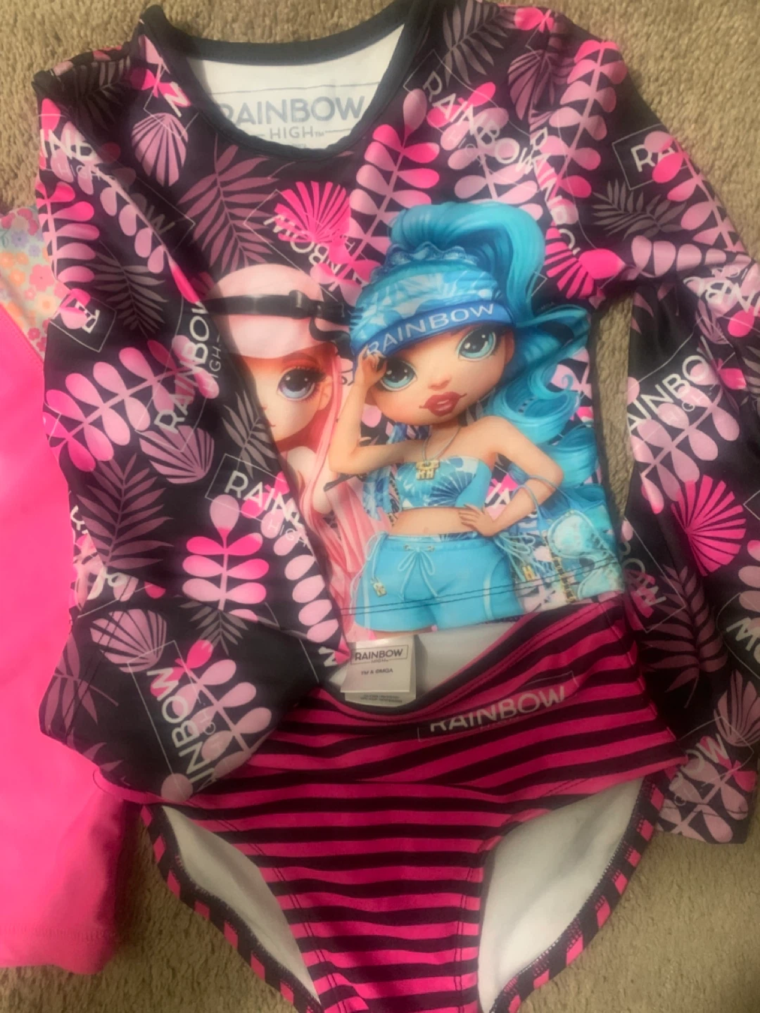 Rainbow High Girls Swimsuit Rashguard & Hat Set - photo 3