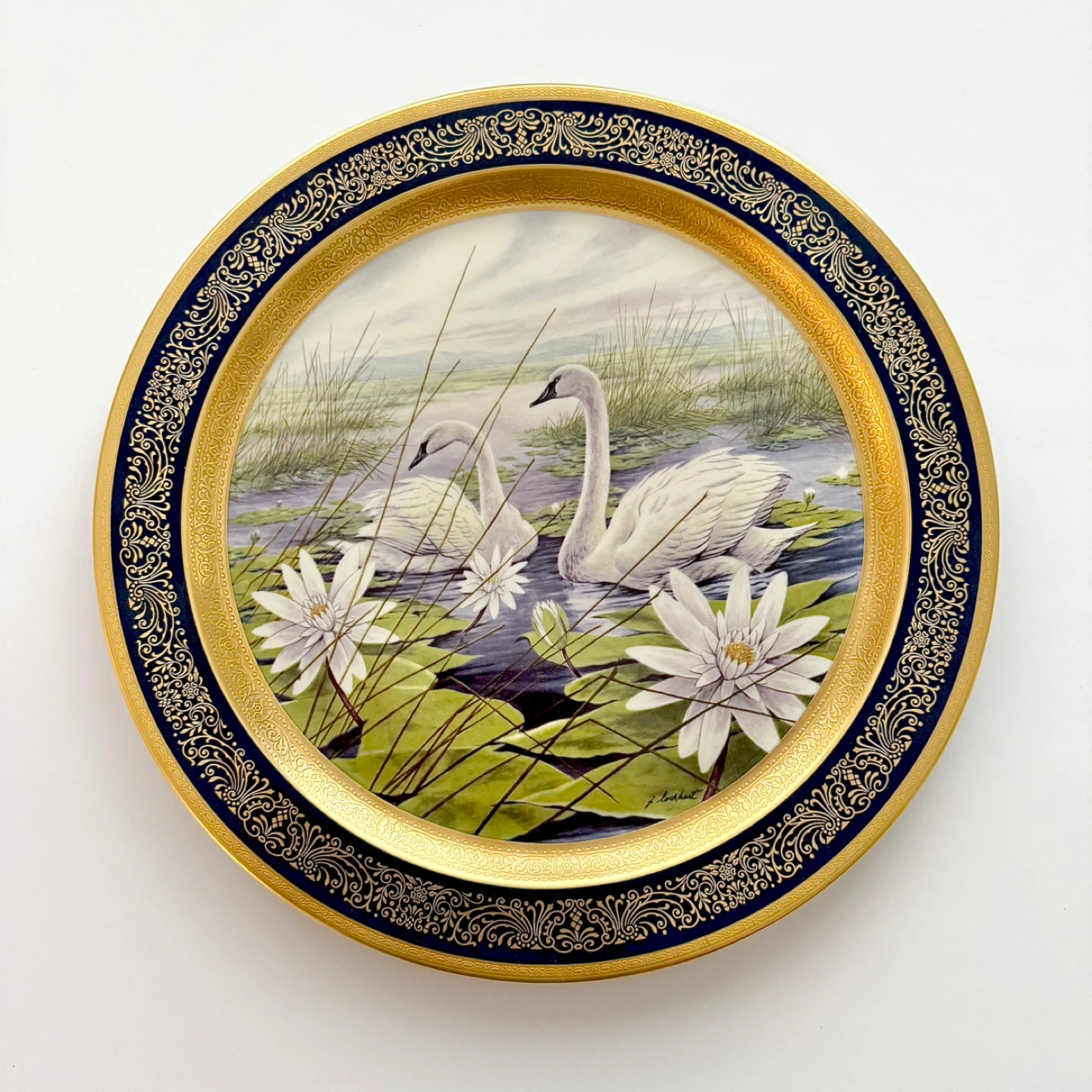 13” Pickard swan decorative plate