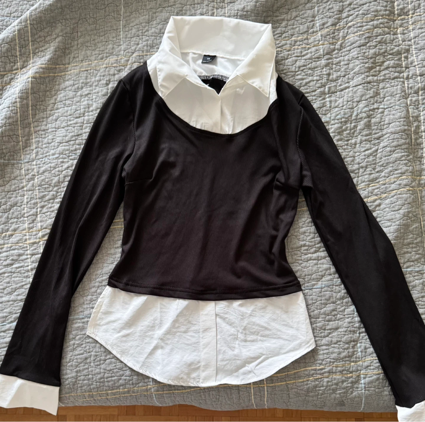 Black and White Button-Up Style Top