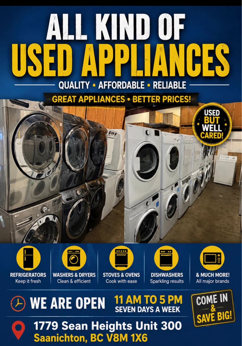 Major sales on used appliances in Victoria.