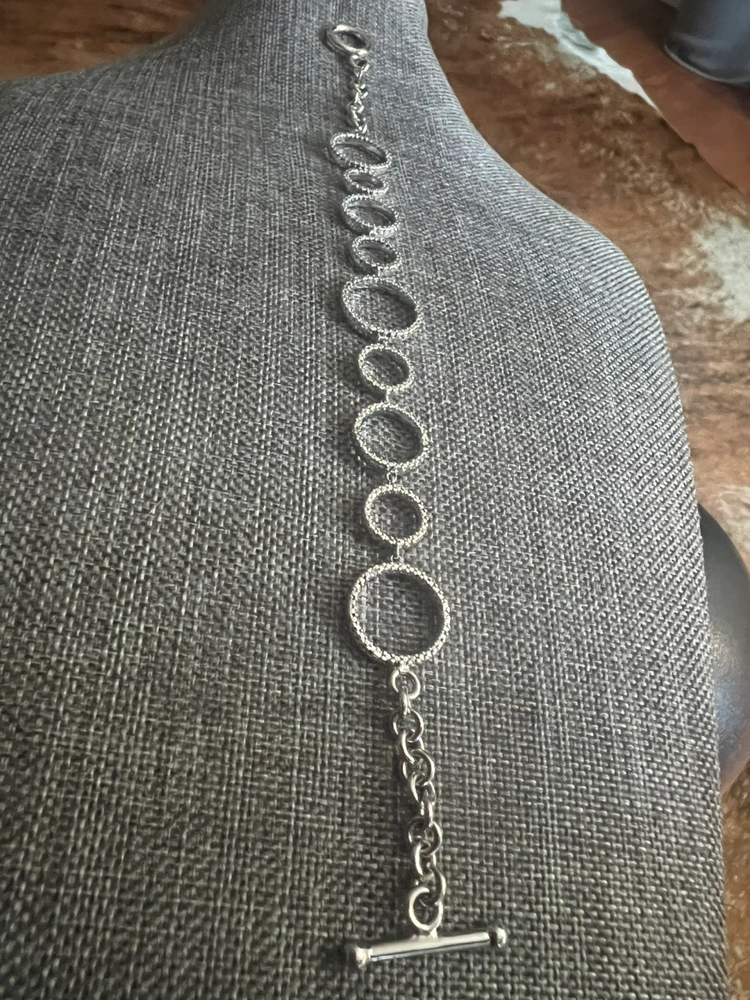 925  Sterling Silver Diamond Circles Toggle Bracelet - photo 2