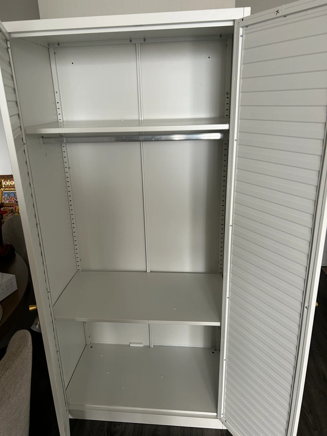 White Double Door Wardrobe with Hanging Rail