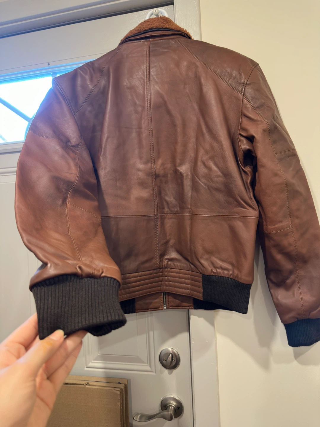 Brown Leather Bomber Jacket - photo 2