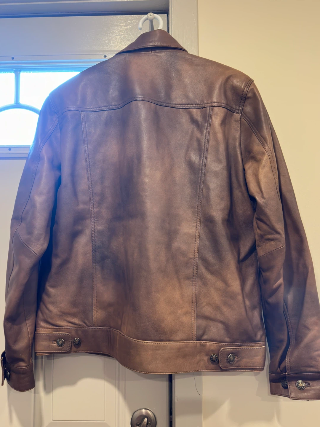 Brown Leather Trucker Jacket - photo 2