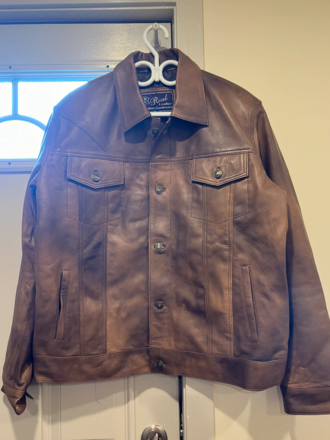 Brown Leather Trucker Jacket