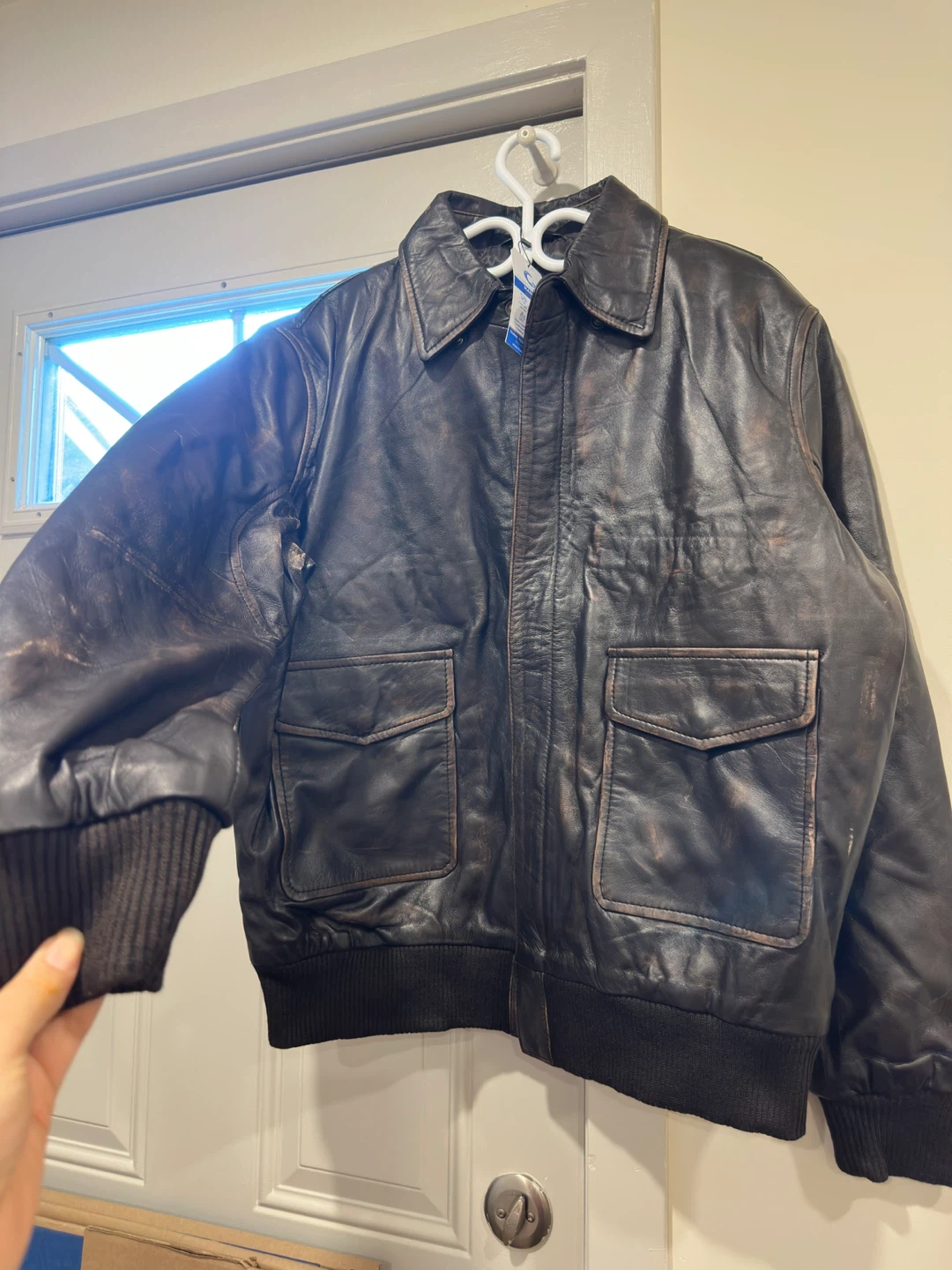 Brown Leather Bomber Jacket - photo 2