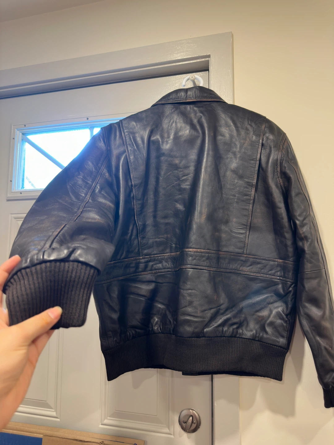 Brown Leather Bomber Jacket - photo 3