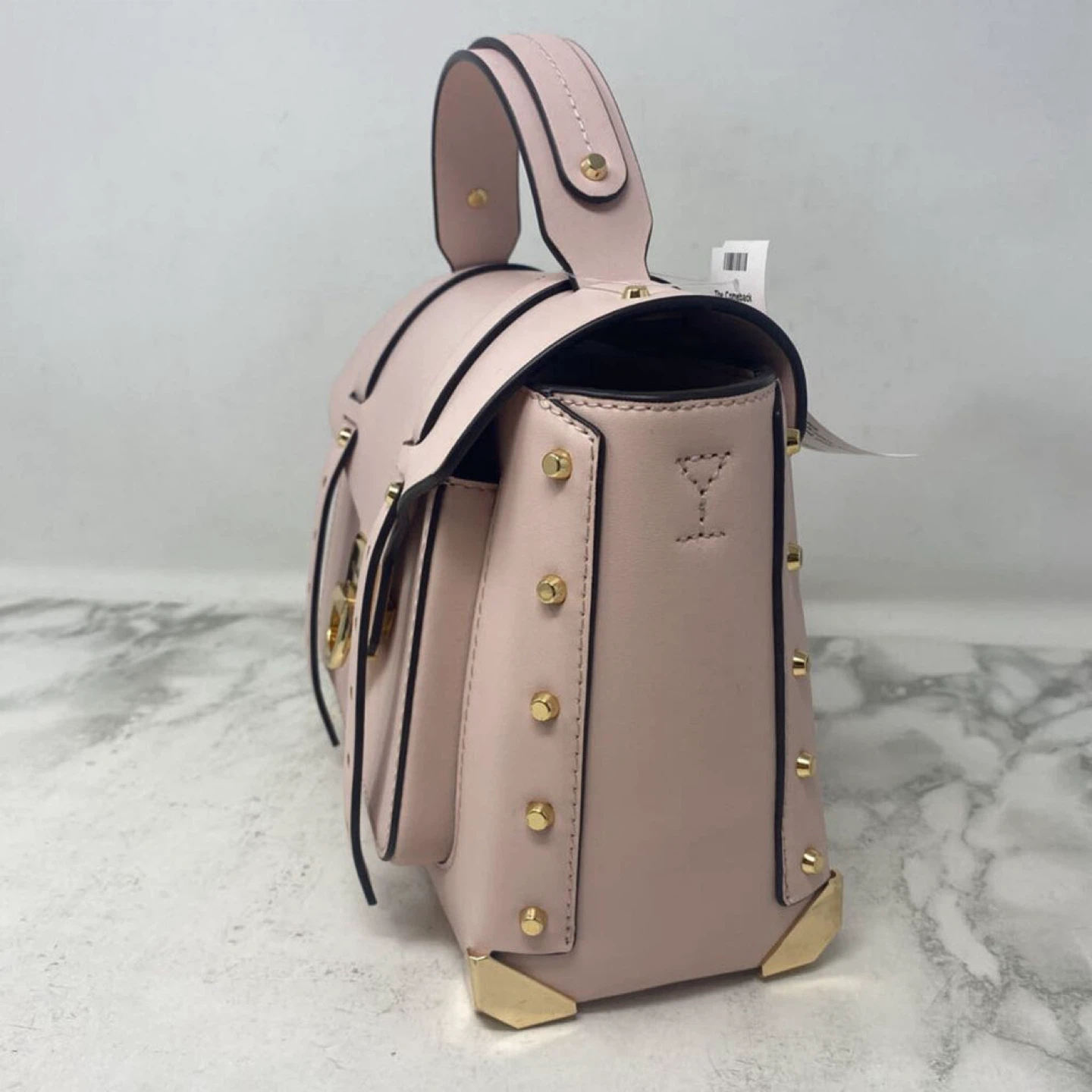 Michael Kors Pink Studded Leather Satchel Handbag - photo 3