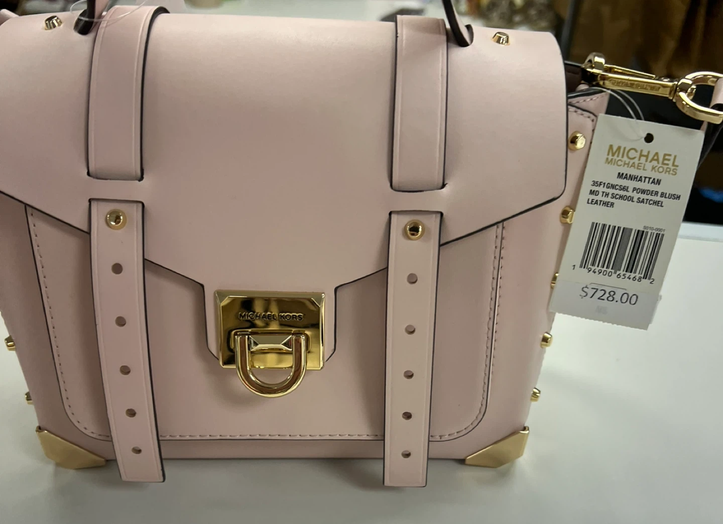 Michael Kors Pink Studded Leather Satchel Handbag - photo 2