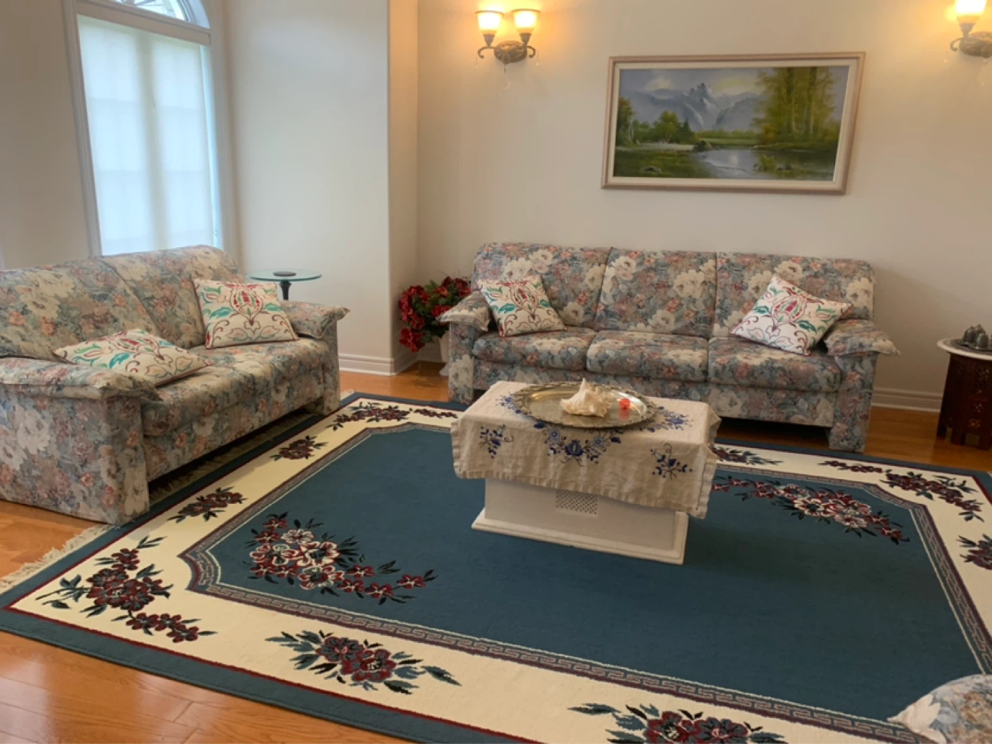 Three piece sofa Floral upholstered armchair