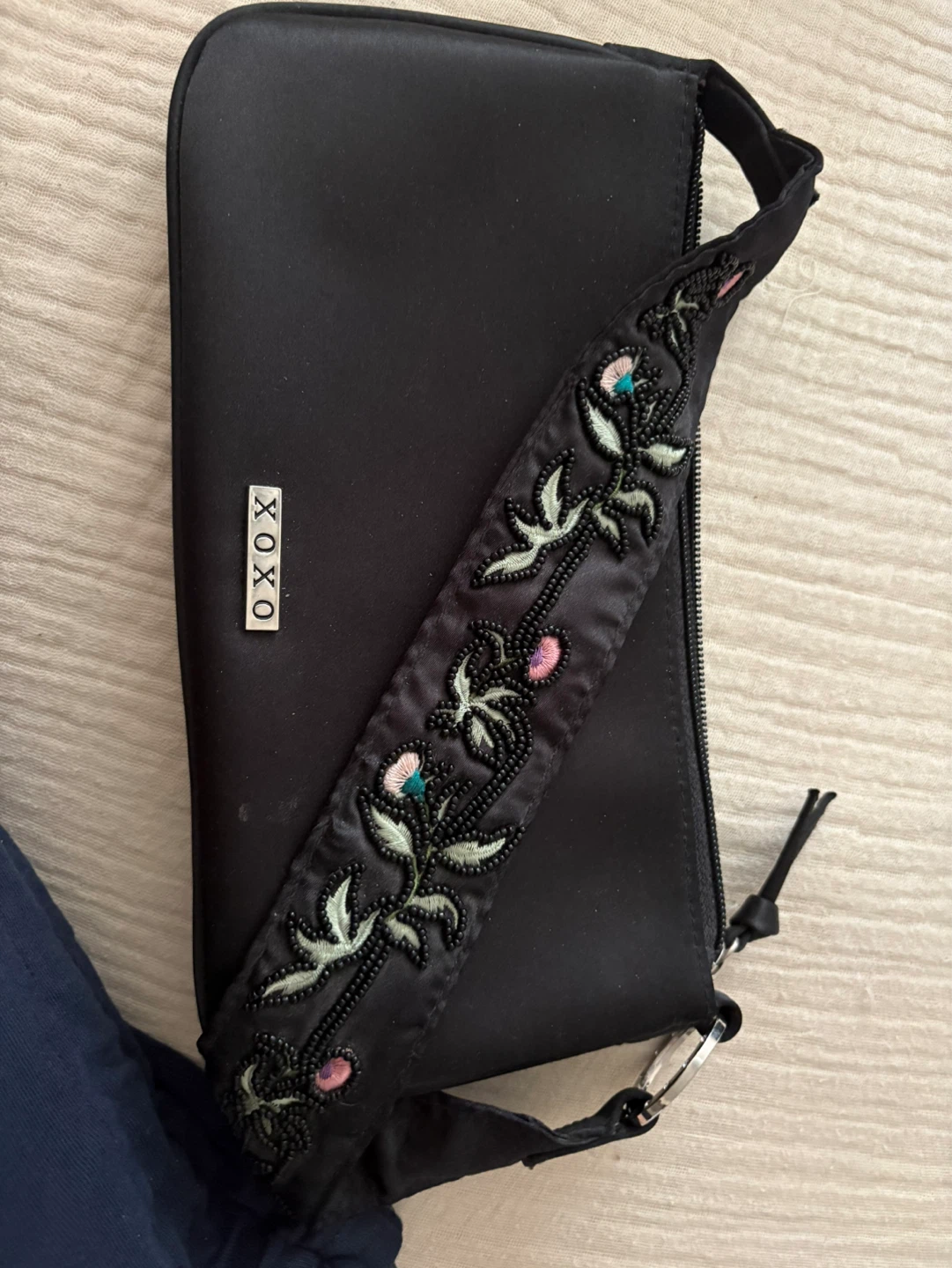 XOXO Black Beaded Shoulder Bag
