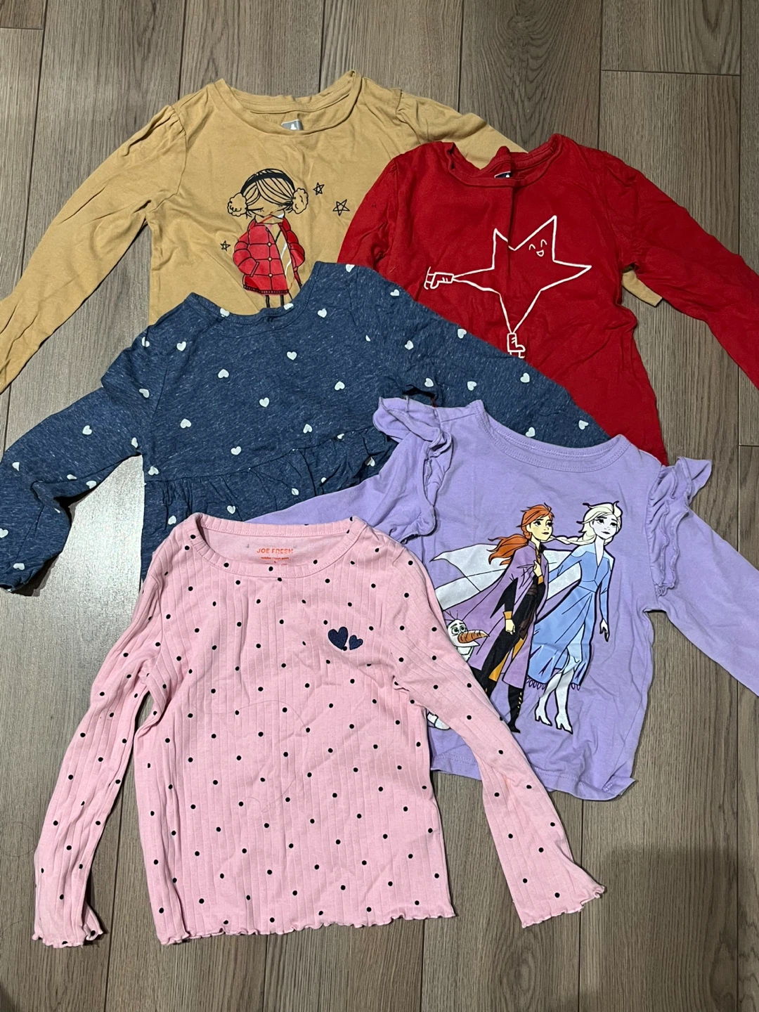 Bundle of 5 Girls' Long Sleeve Tops