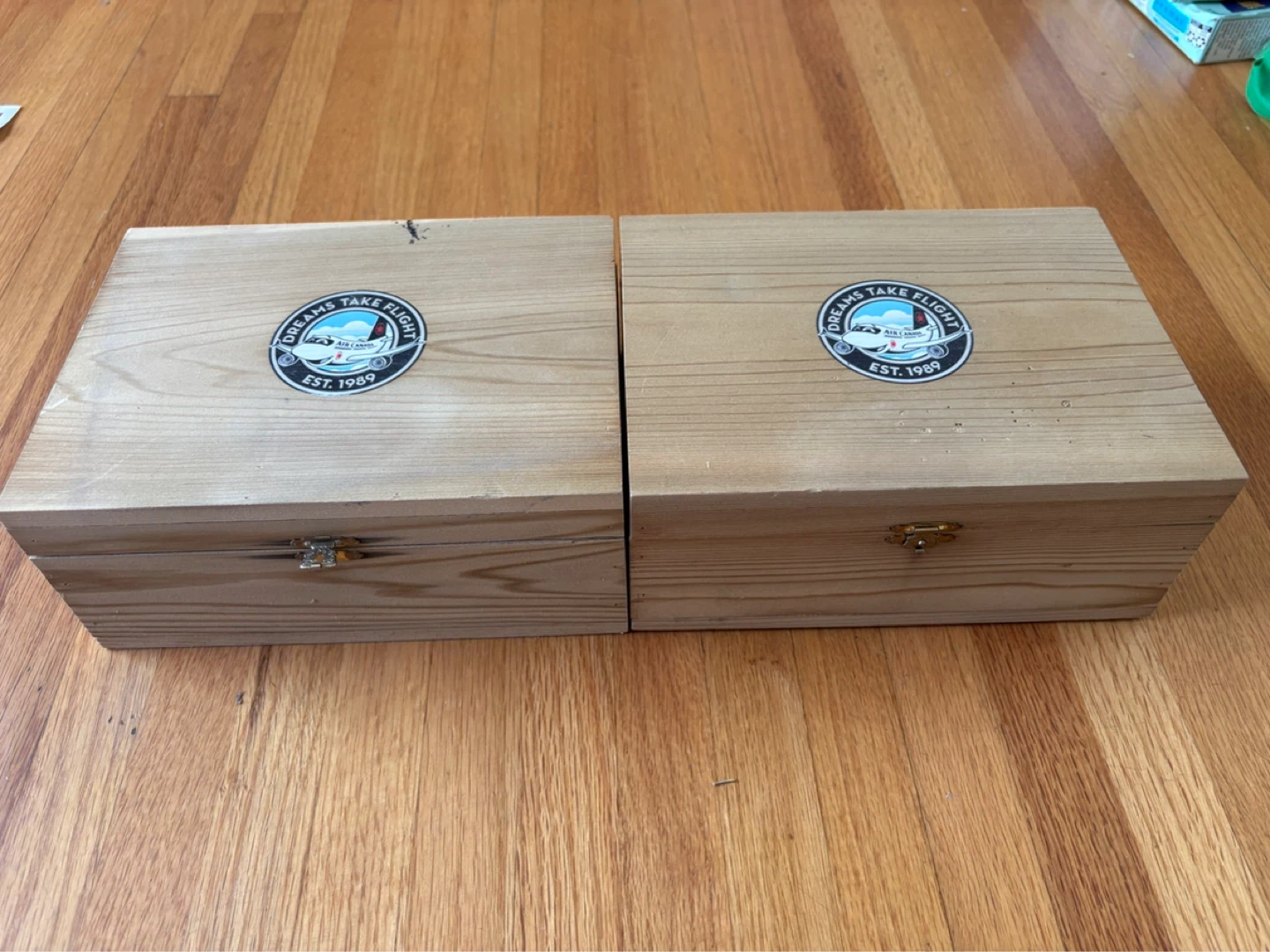 Two Wooden Storage Boxes "Dreams Take Flight"