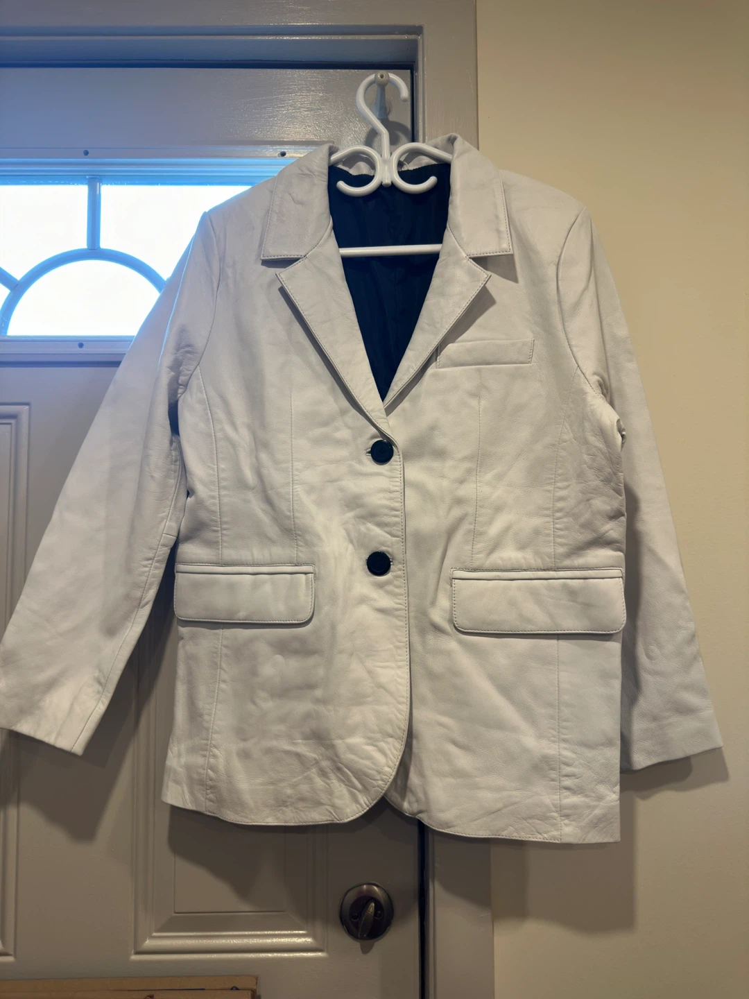 White genuine leather Blazer