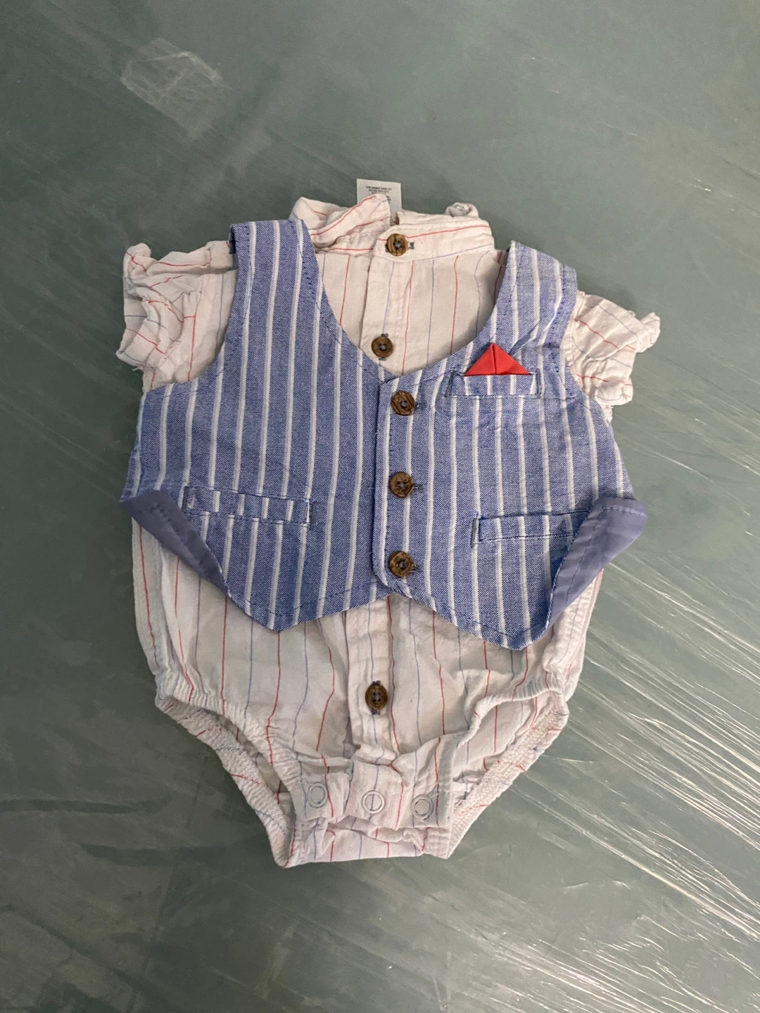 Little Lad Baby Boys Striped Bodysuit with Vest 0/3M