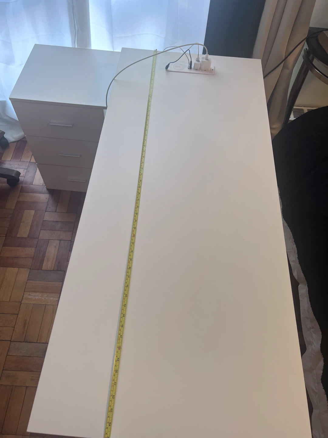Spacious L-Shaped Desk with Built-in Power Strip + 3 drawers - photo 5