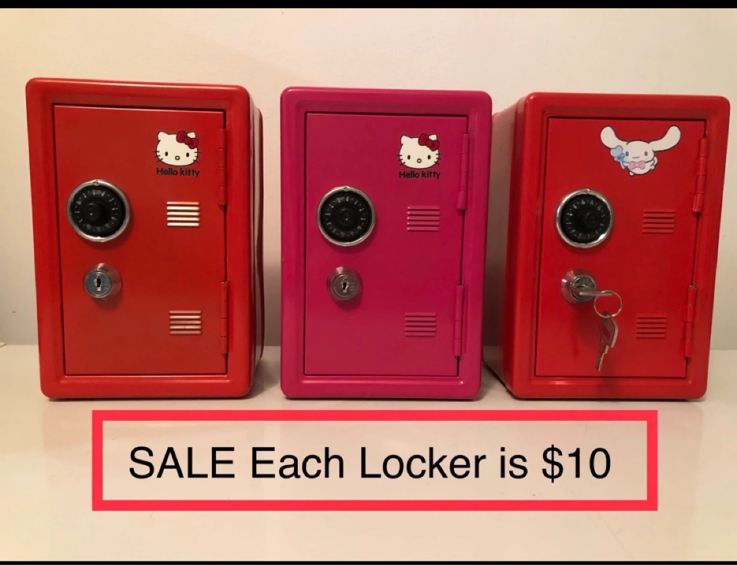 Hello Kitty and Cinnamoroll Mini Safes - $10 Each