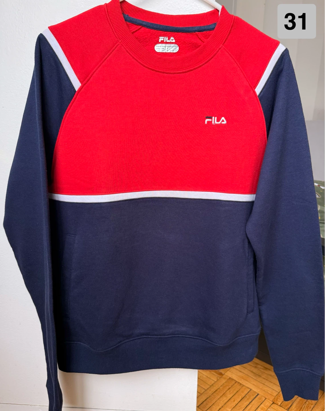 Fila Red Blue Colorblock Sweatshirt - Size S