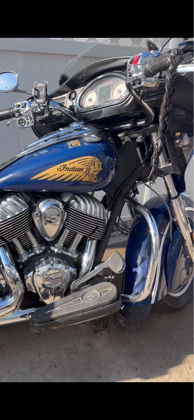 Blue Indian chieftain Motorcycle