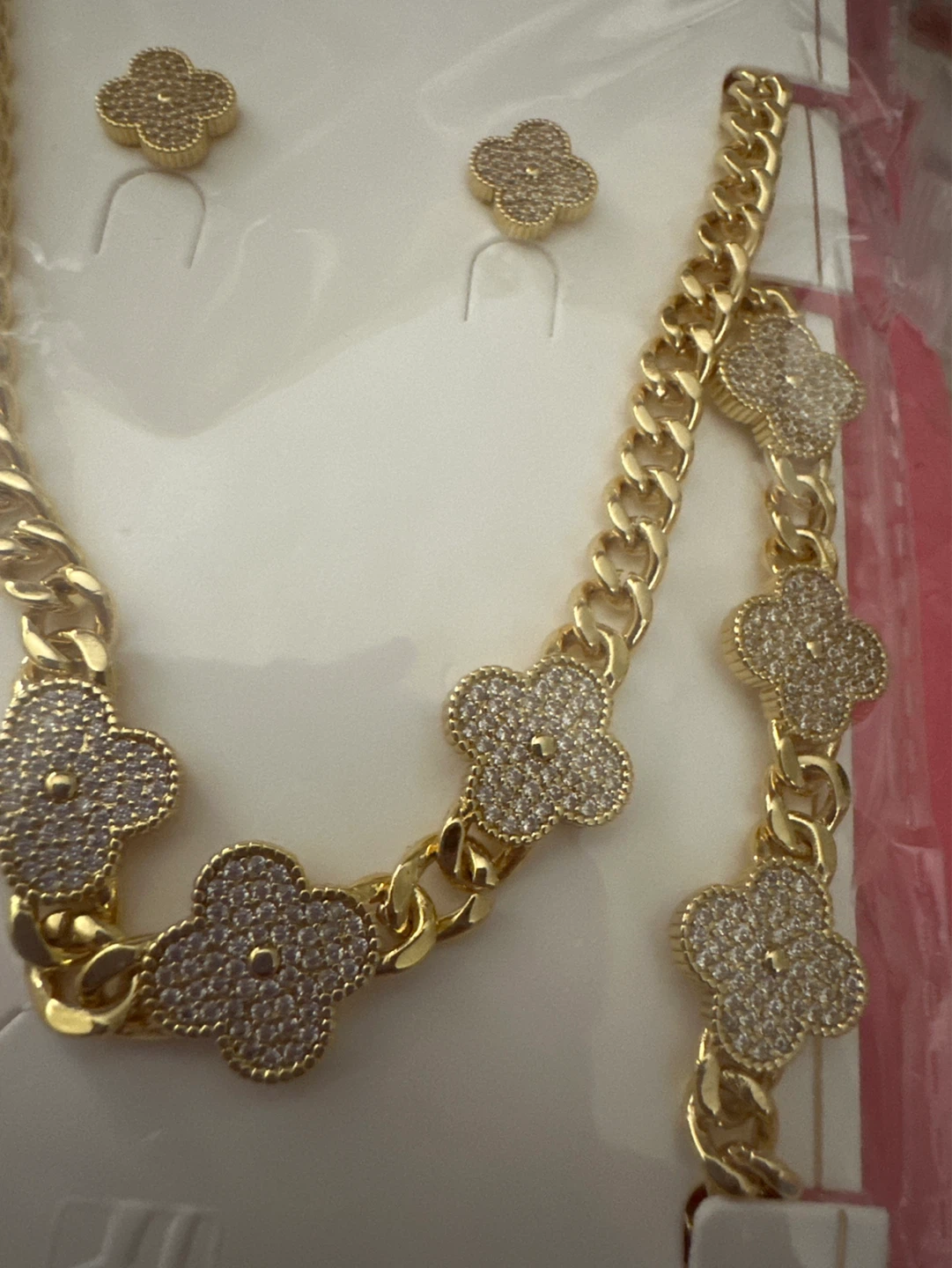 NYH Jewelry Gold laminated Clover Necklace and Earrings Set - photo 2