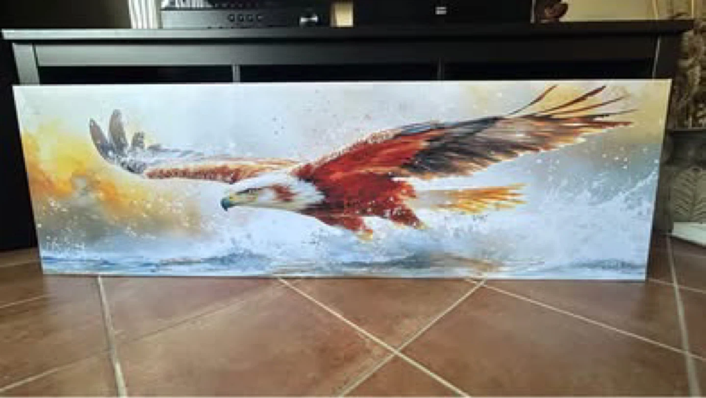Eagle Flying Over Water Canvas Art Print