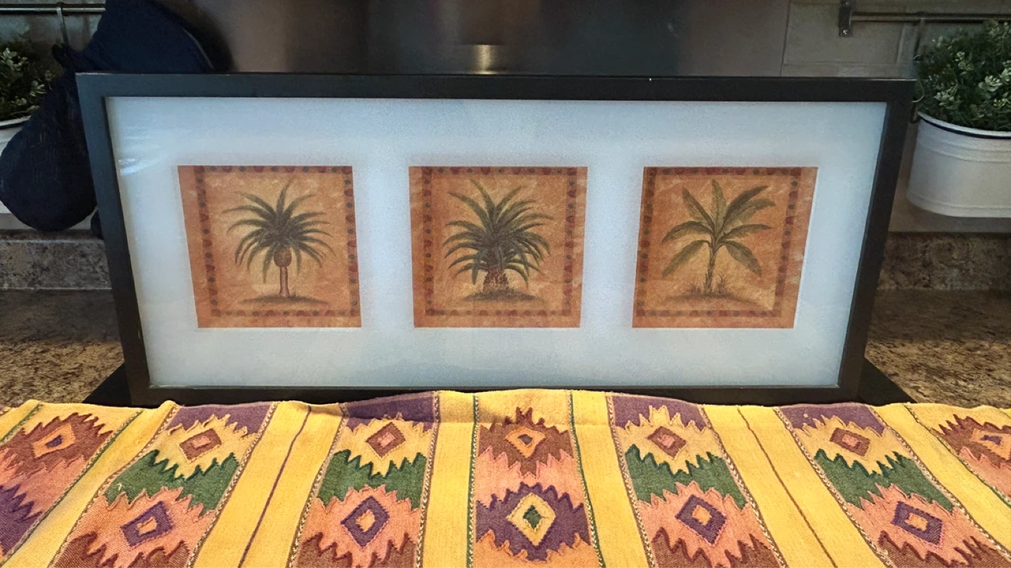 Framed Tropical Palm Tree Art and table runner - photo 2