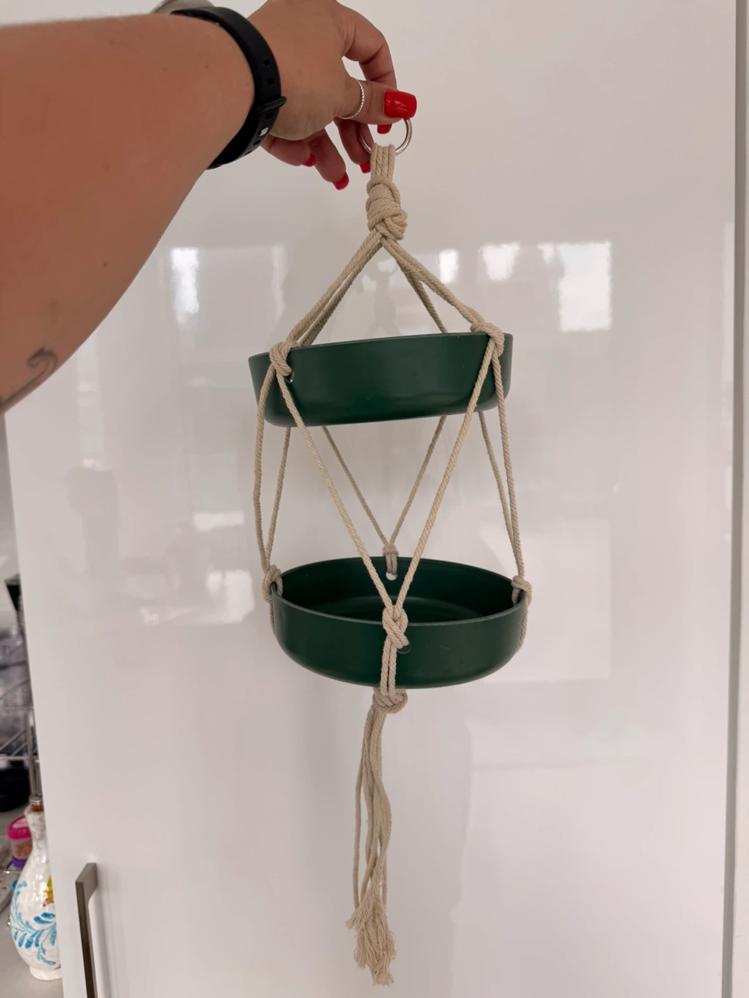 Two-Tier Green Hanging bird feeder