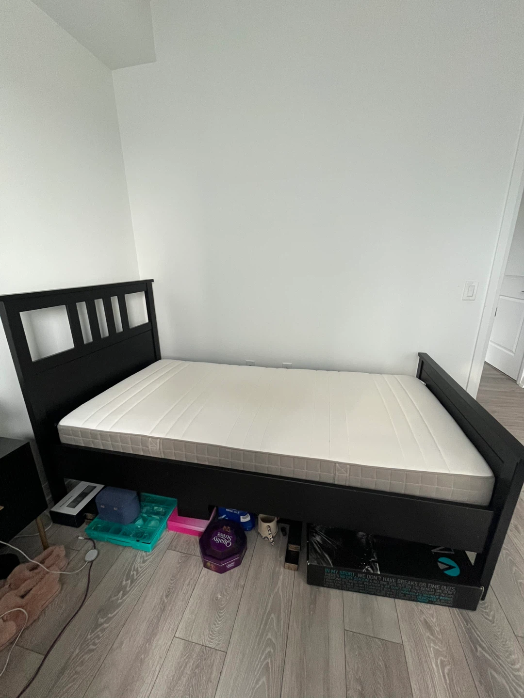 Black Twin Bed Frame with Mattress - photo 2