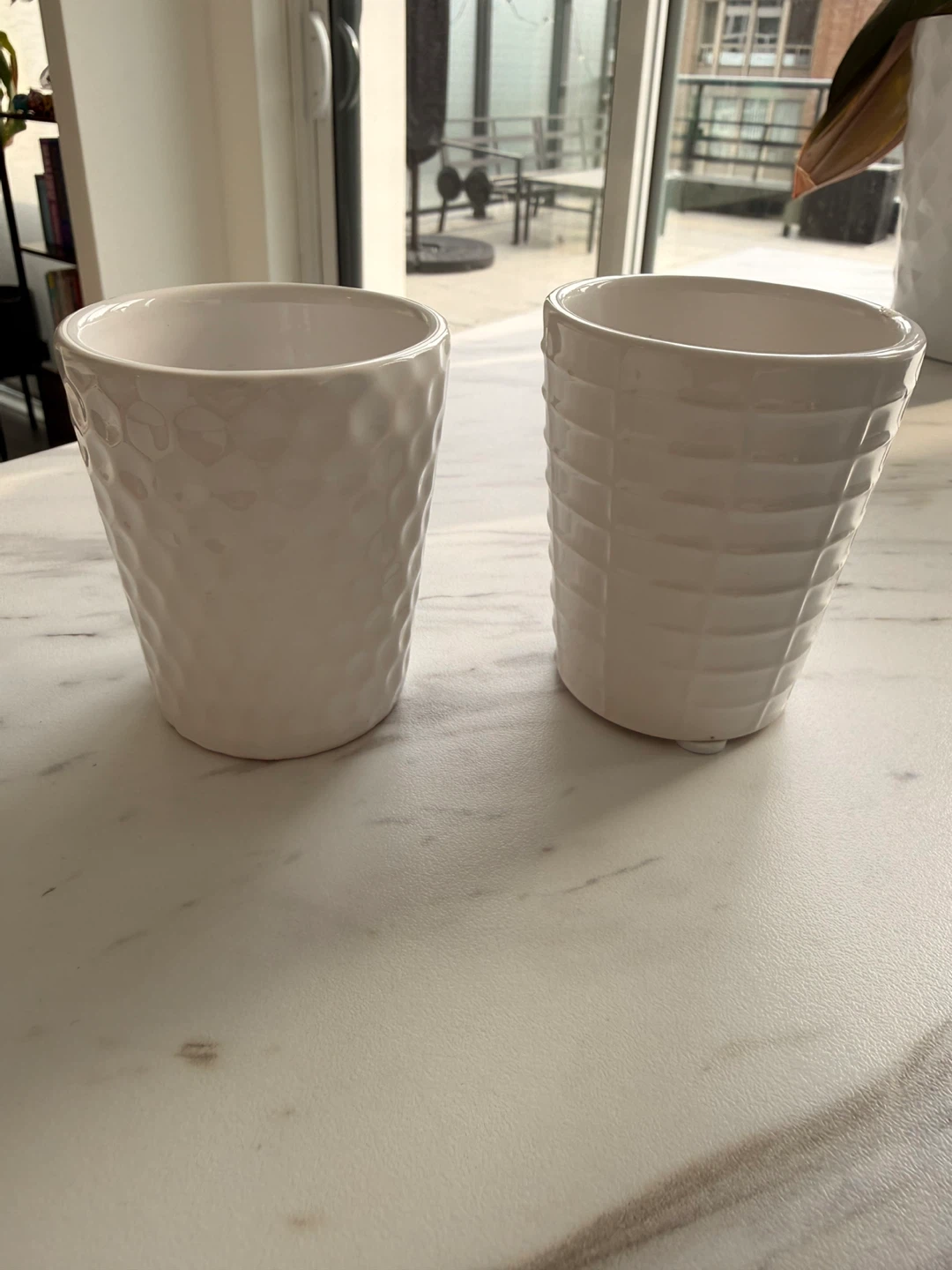 White small Ceramic Planters (Set of 2)