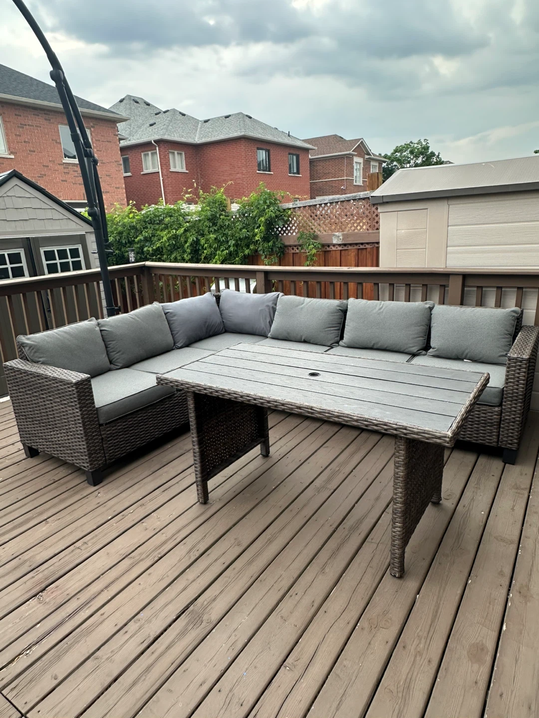 Grey Wicker Sectional Sofa and Table Set - photo 2