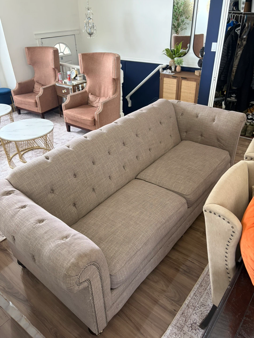 Tufted Chesterfield Sofa with Nailhead Trim