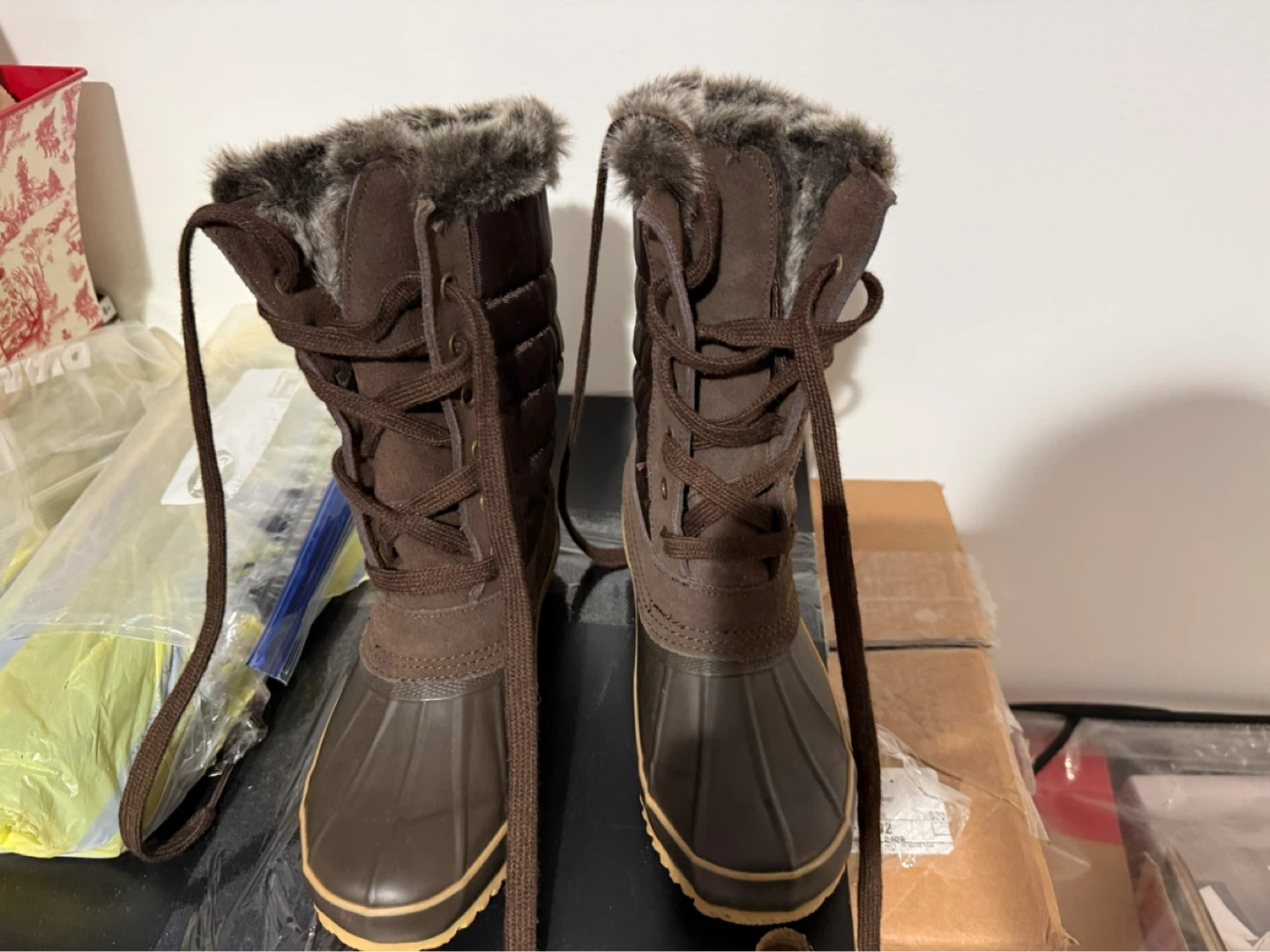 Brown Lace-Up Fur Lined Winter Boots - photo 3