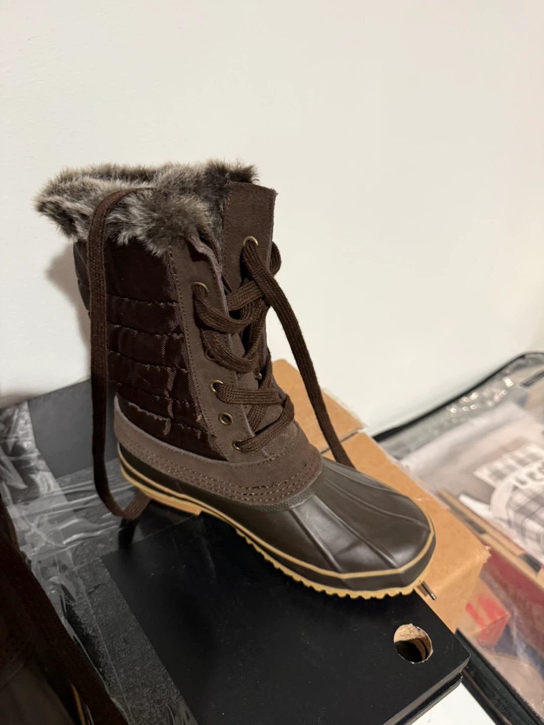 Brown Lace-Up Fur Lined Winter Boots - photo 2