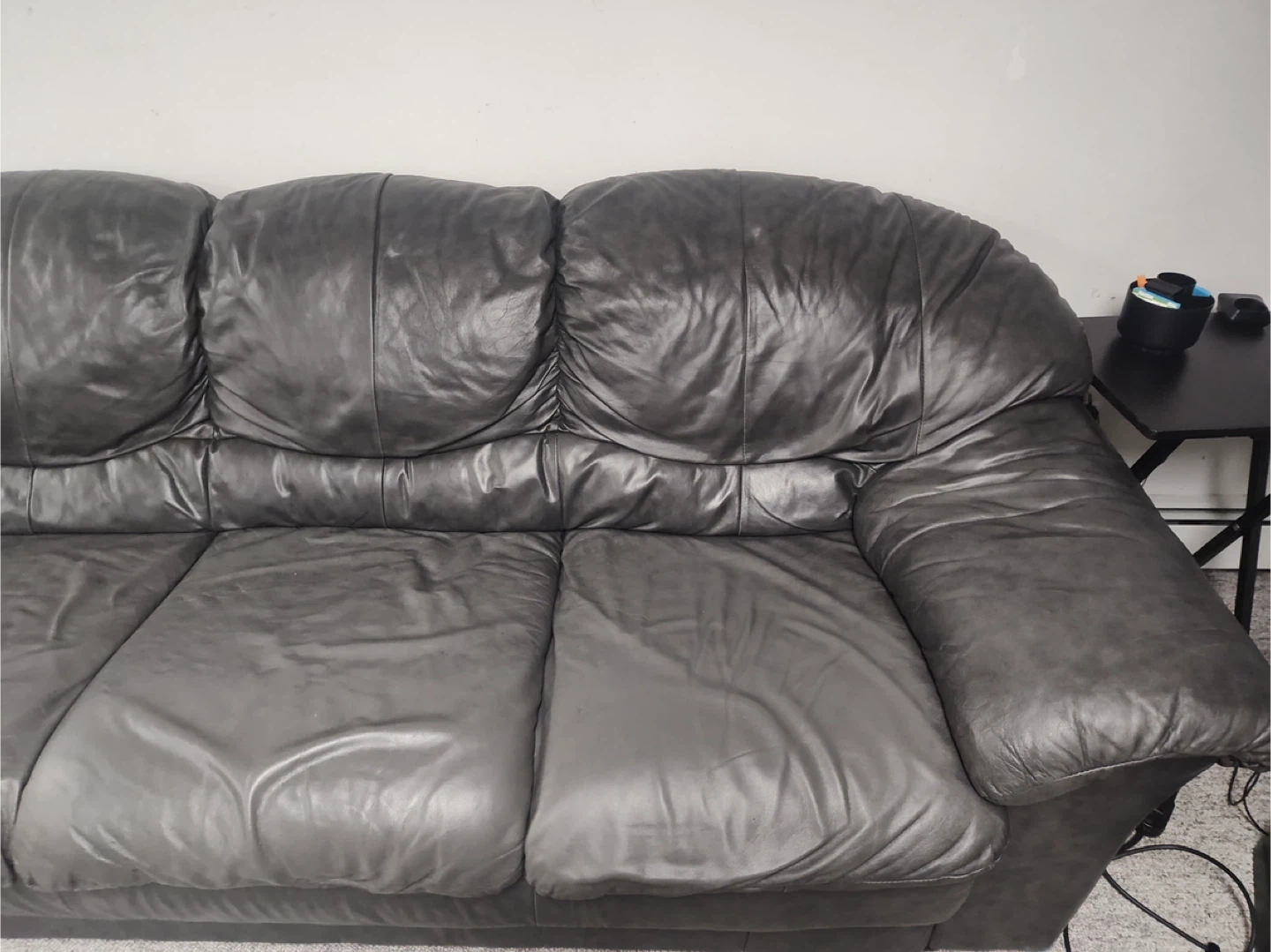 Charcol Gray Leather Sectional Sofa 3 Piece - photo 3