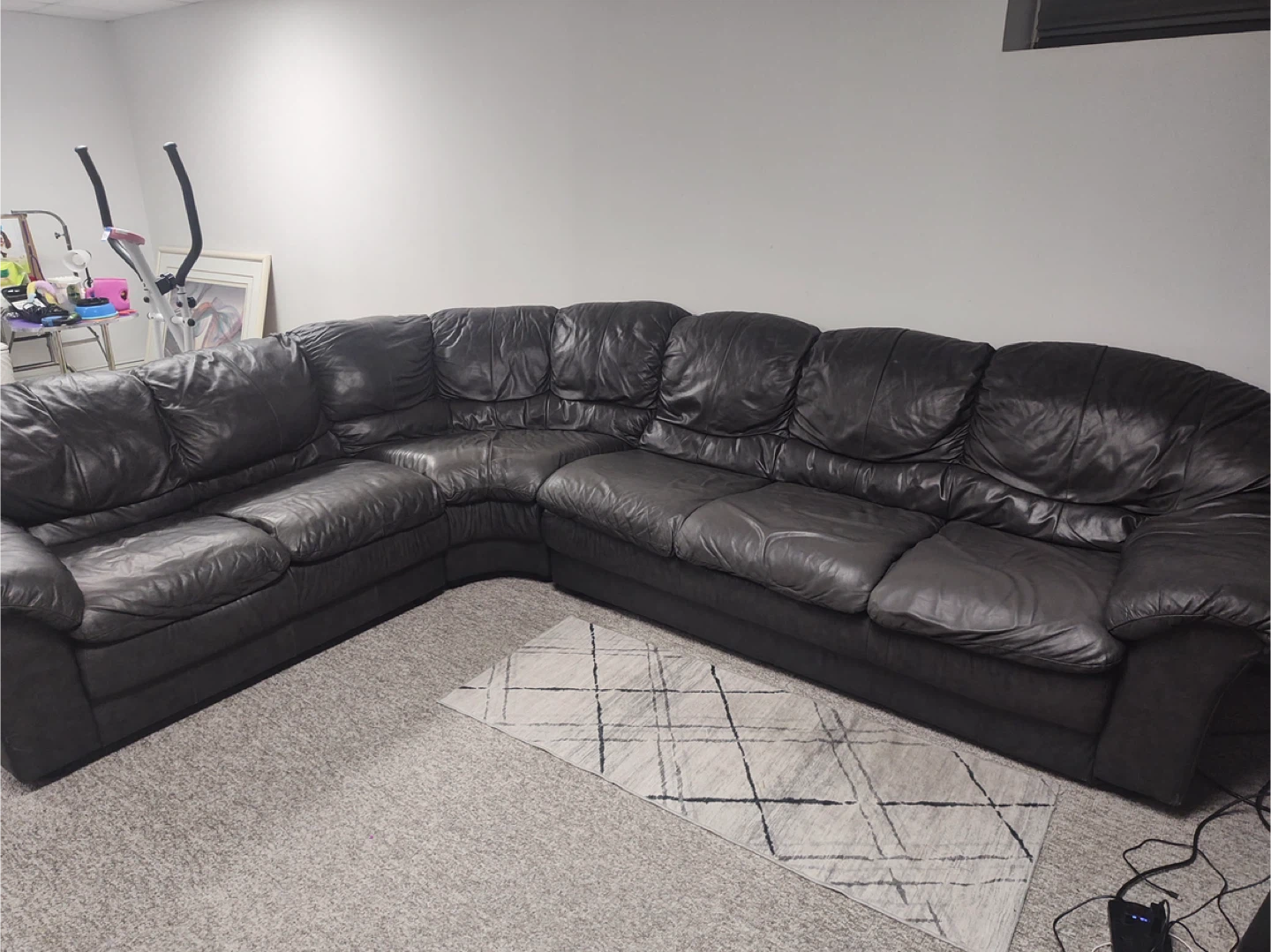 Charcol Gray Leather Sectional Sofa 3 Piece