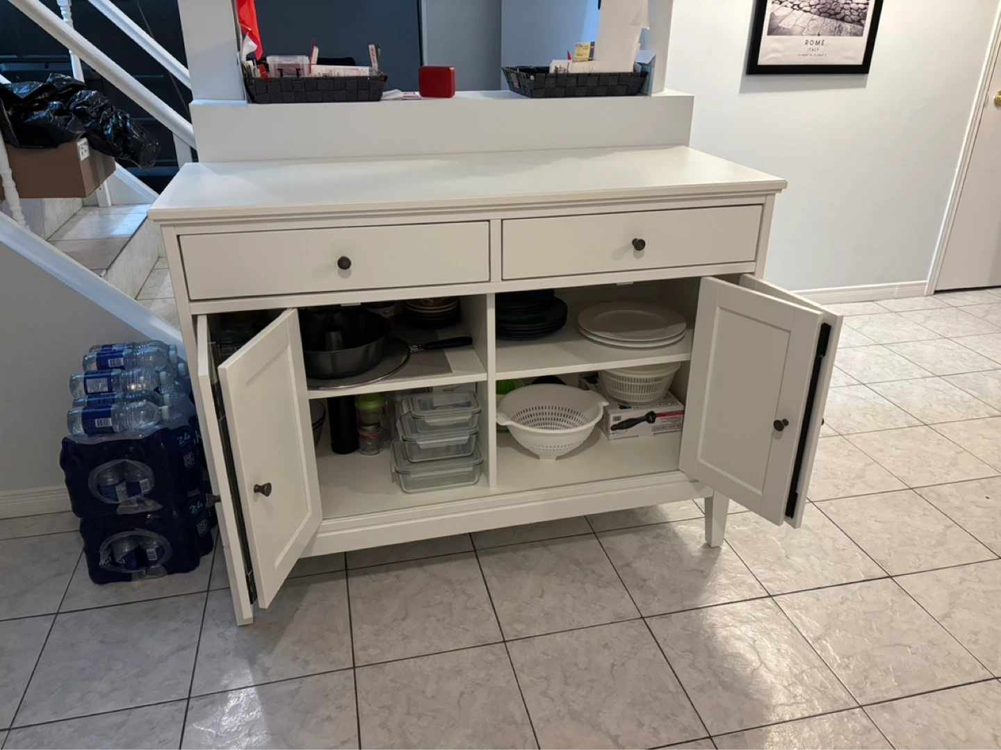White Kitchen Island/Buffet with Storage - photo 2