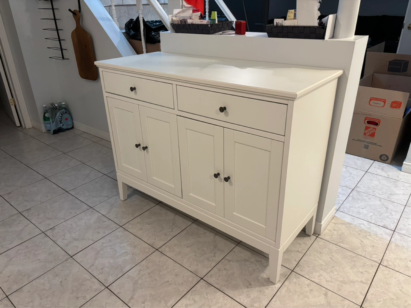 White Kitchen Island/Buffet with Storage