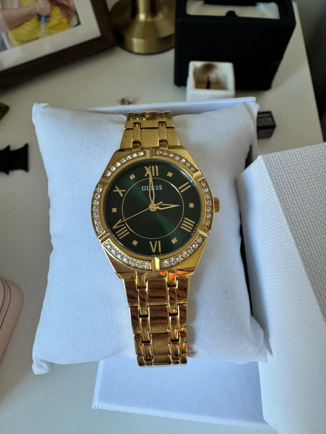 Gold Tone Guess Watch with Crystal Bezel