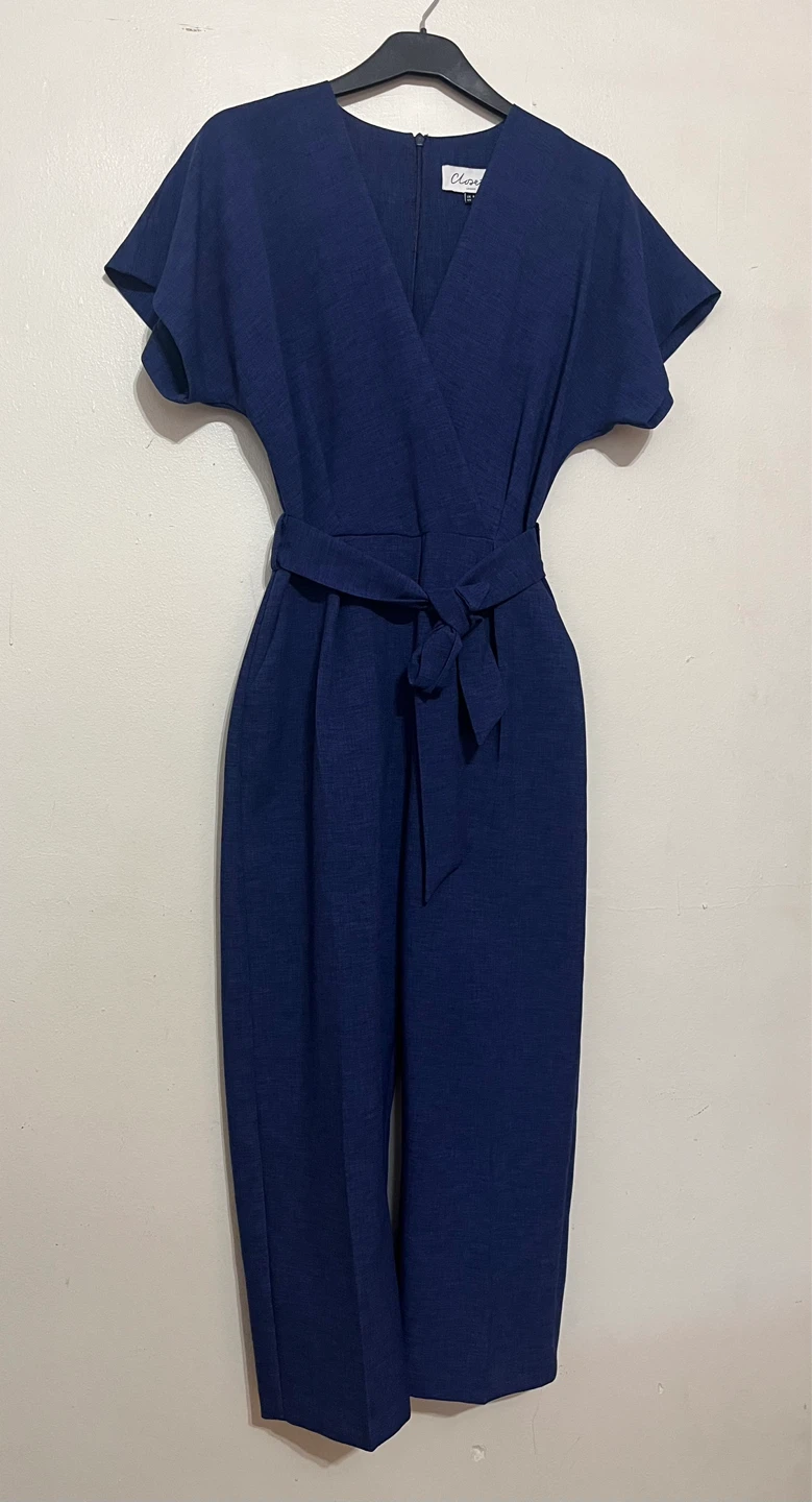 Closet London Blue Wrap Jumpsuit Size UK 8 / US 4