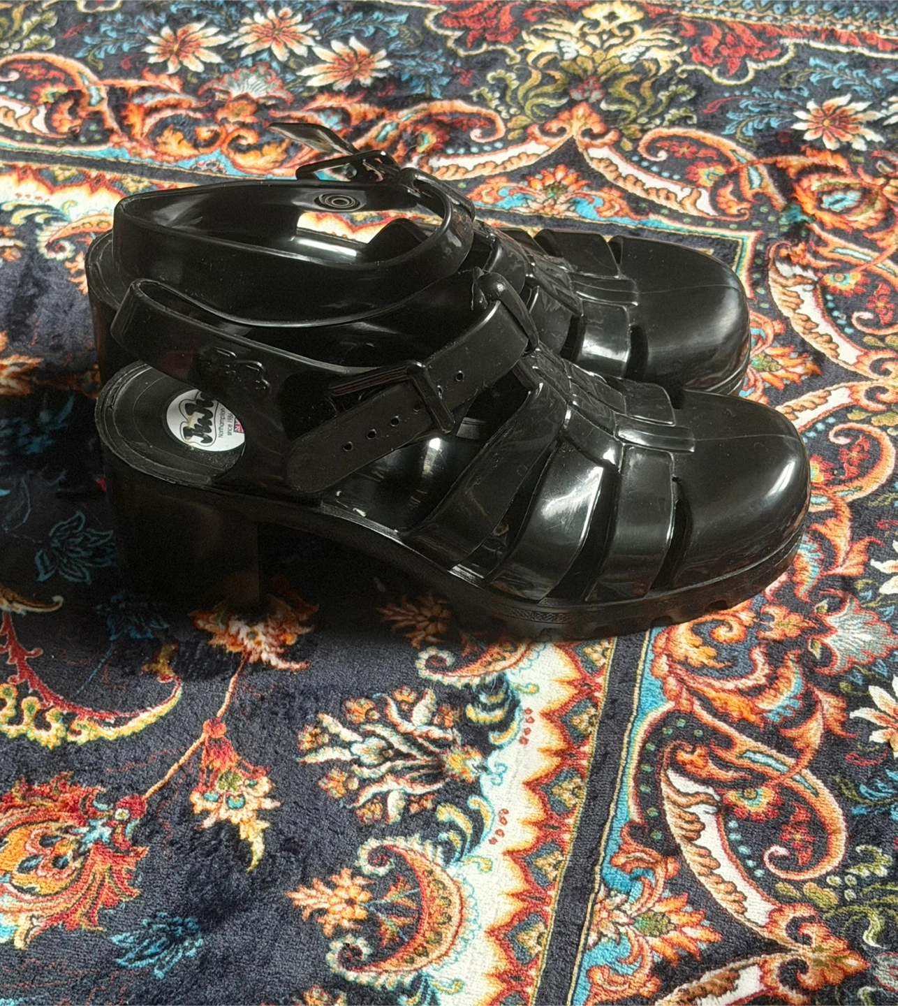 Juju Black Jelly Platform Sandals