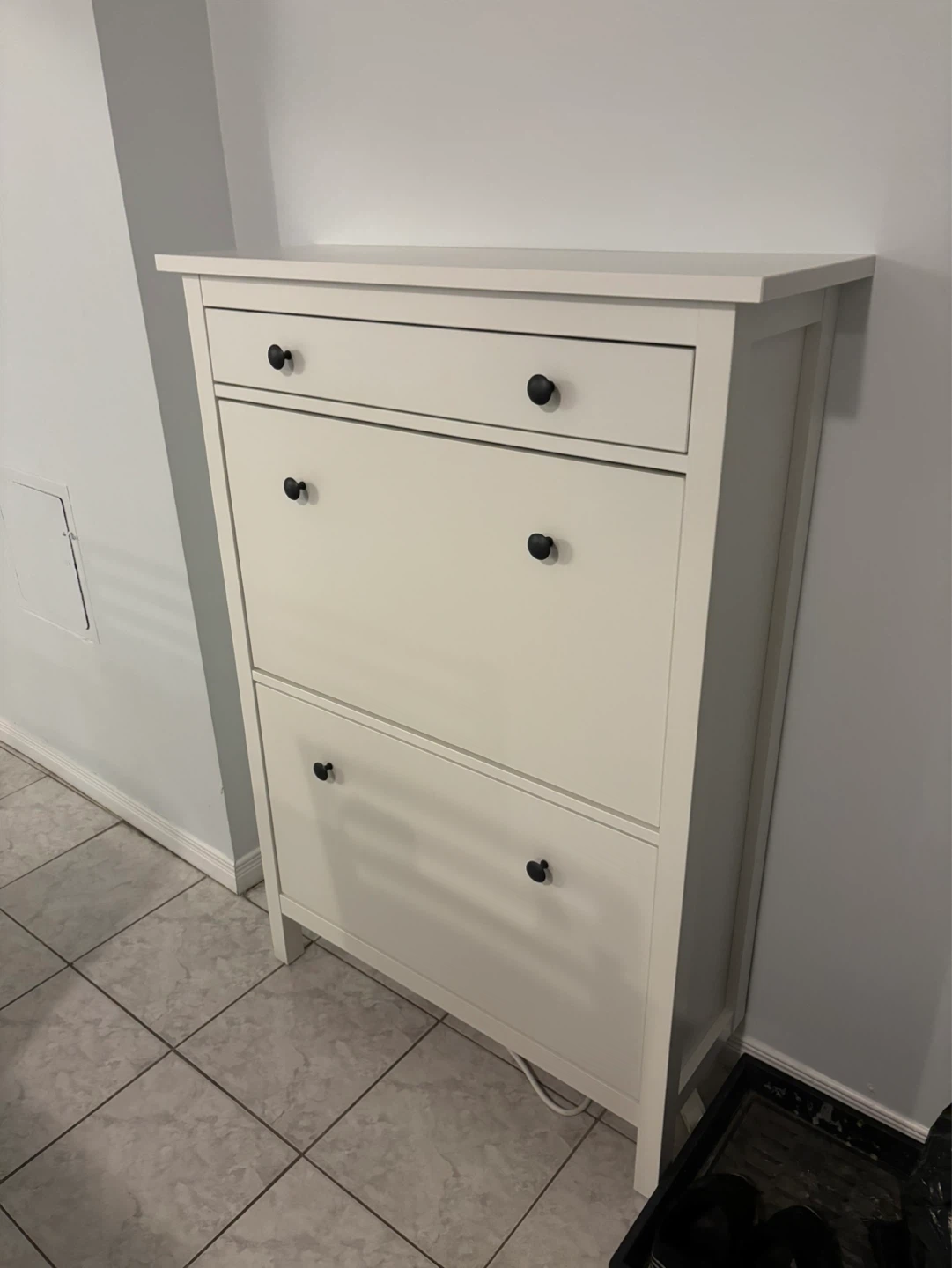White Shoe Cabinet with Drawer